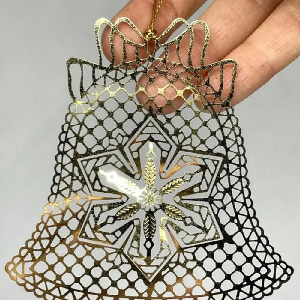 Snowflake Tree Bell Brass Christmas Ornaments LOT‎ of 3 Vintage